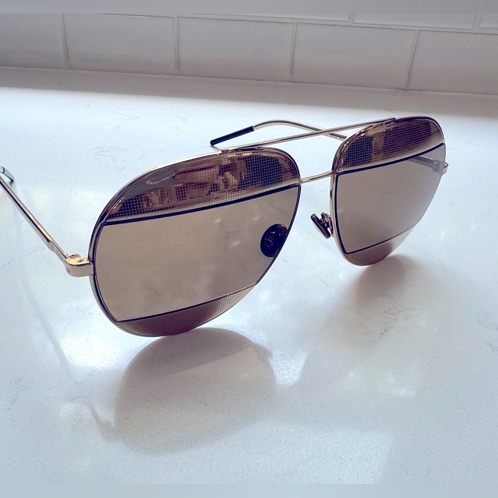 Christian Dior Split Aviator Sunglasses Gold
